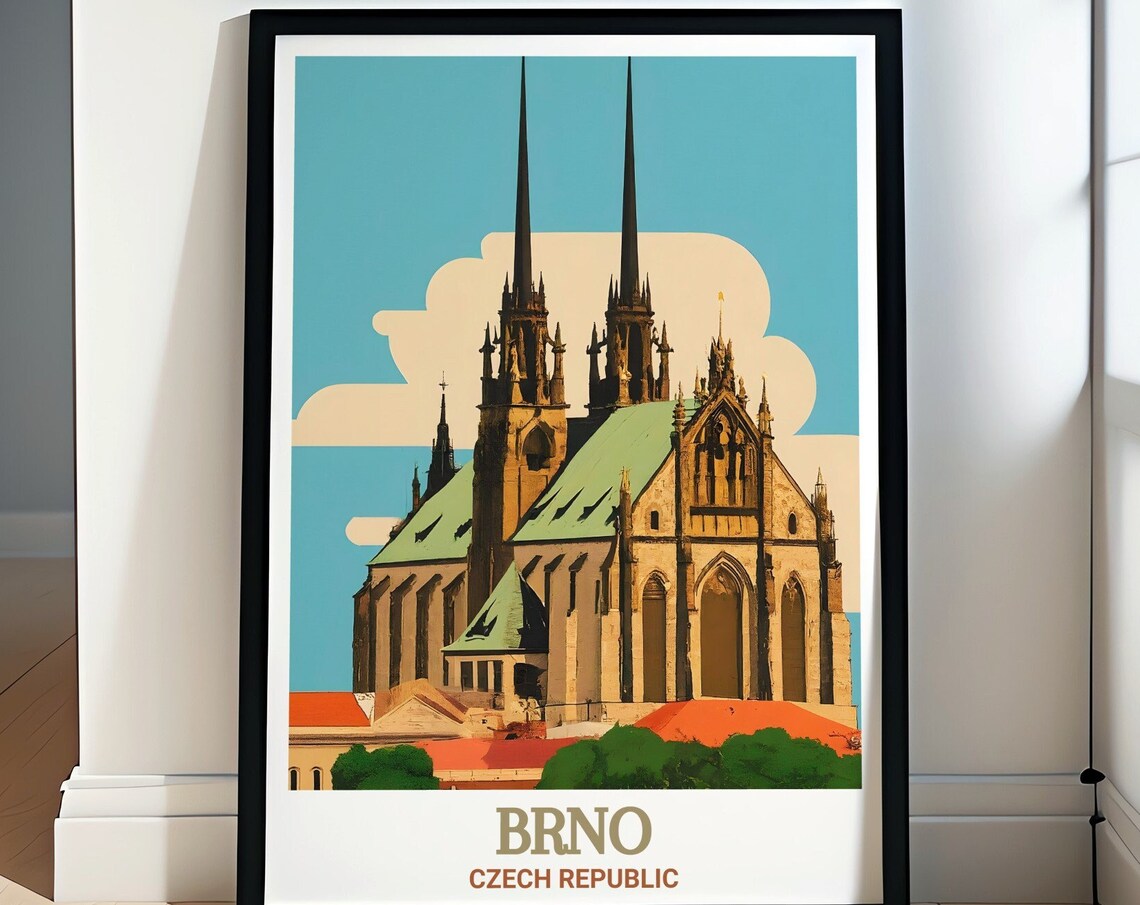 Brno Cathedral of St Peter and Paul Gothic Spires Czech Poster