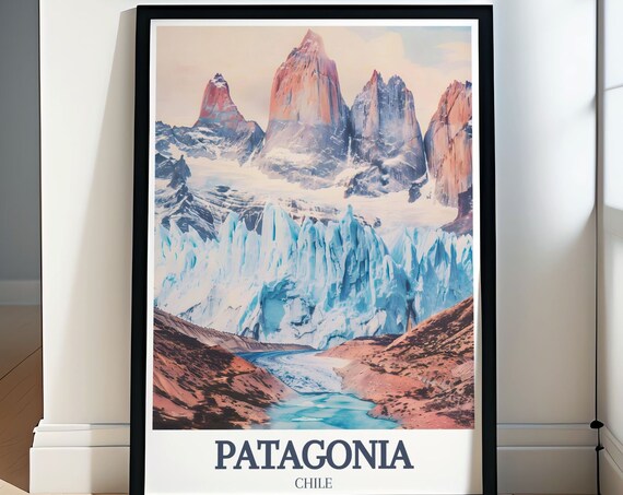 Patagonia Chile Towering Granite Peaks and Blue Glacier Poster