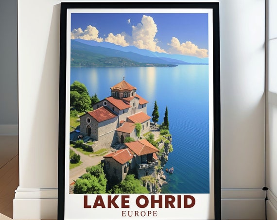 Lake Ohrid Poster Church Of St John Print Stunning North Macedonia Wall Art Scenic Decor Beautiful Macedonian Print