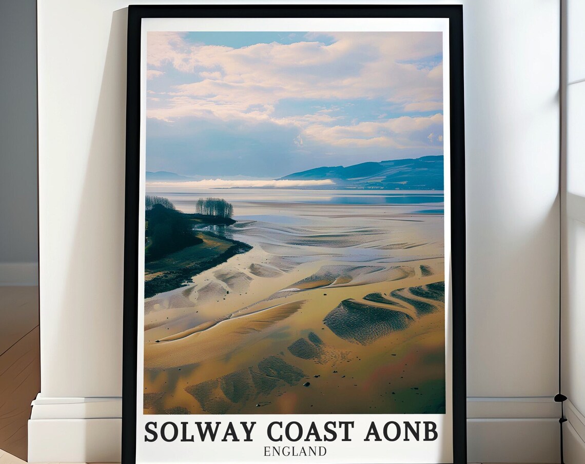 Solway Coast AONB Sandbanks Aerial Nature Photography Poster