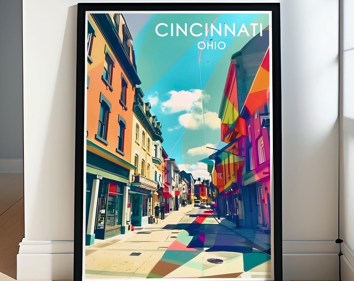 Cincinnati Findlay Market Colorful Historic Street Travel Poster
