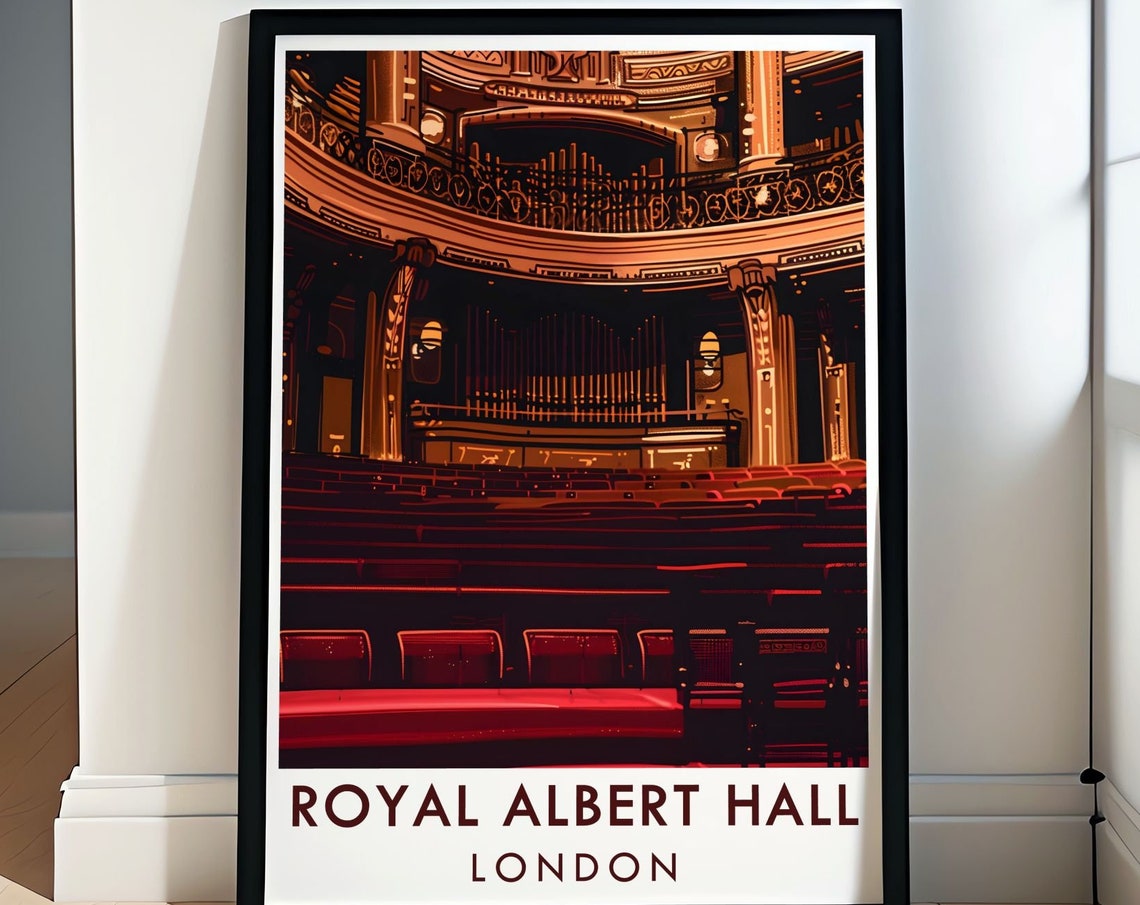 Royal Albert Hall London Auditorium Interior at Night Poster