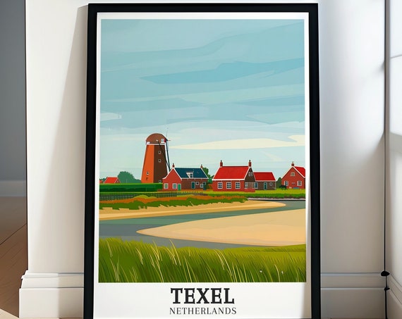 Texel Travel Posters Eierland Lighthouse Art Collection De Cocksdorp Scenic Prints Eierland Lighthouse Travel Art