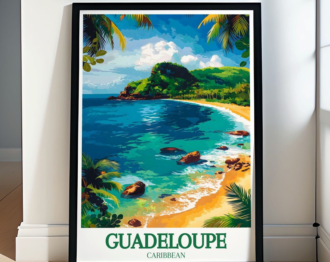 Guadeloupe Caribbean Grand Anse Beach Daytime Cove Travel Poster