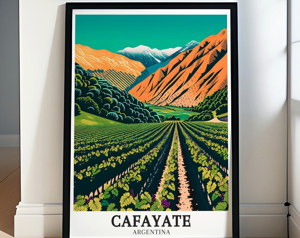 Cafayate Argentina Vineyards Beneath Red Andes Peaks Art Poster