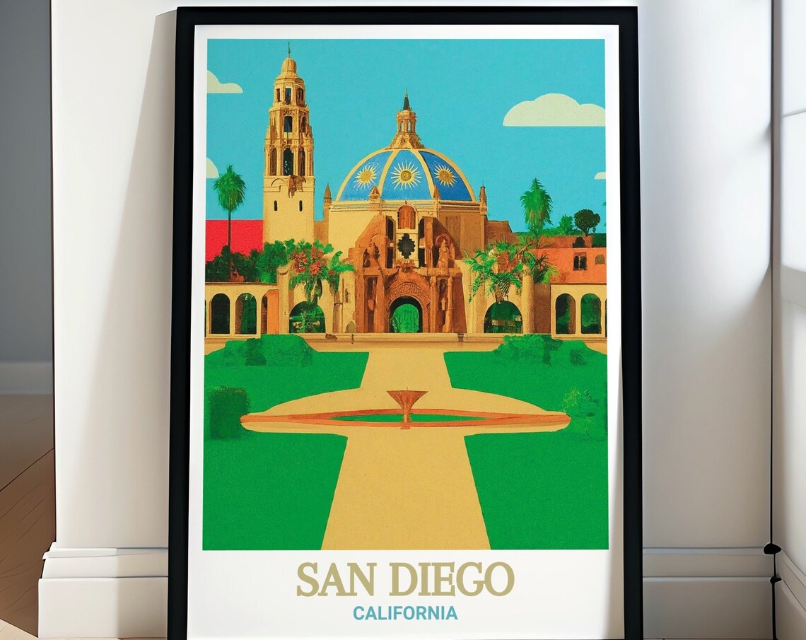 San Diego California Balboa Park California Tower Dome Travel Poster