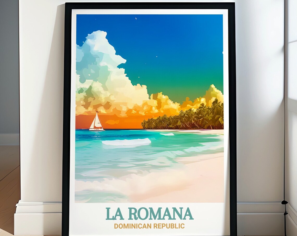 La Romana Bayahibe Beach Sailboat Sunset Caribbean Sea Poster