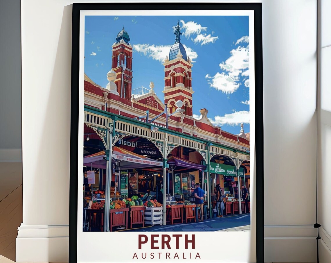 Perth Australia Fremantle Markets Historic Building Travel Poster