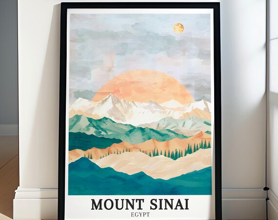 Mount Sinai Travel Poster Summit Home Decor Jabal Musa Wall Art Mount Sinai Poster Egypt Wall Dcor