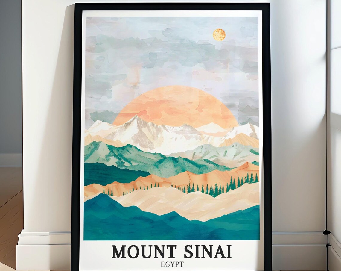 Mount Sinai Egypt Minimalist Mountain Ridges Sunrise Art Poster
