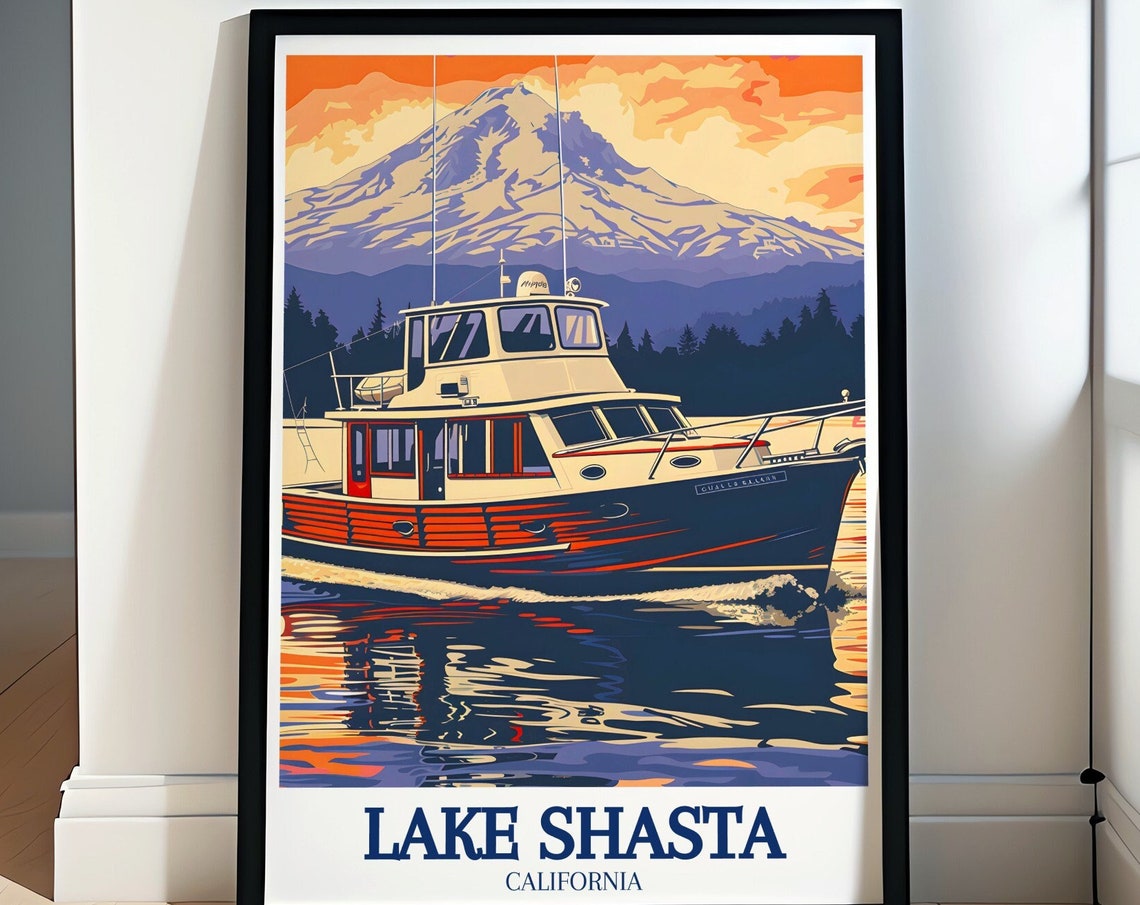 Lake Shasta Travel Posters Lake Shasta Wall Art California Art Collection Shasta Lake Posters Northern California Wall Art