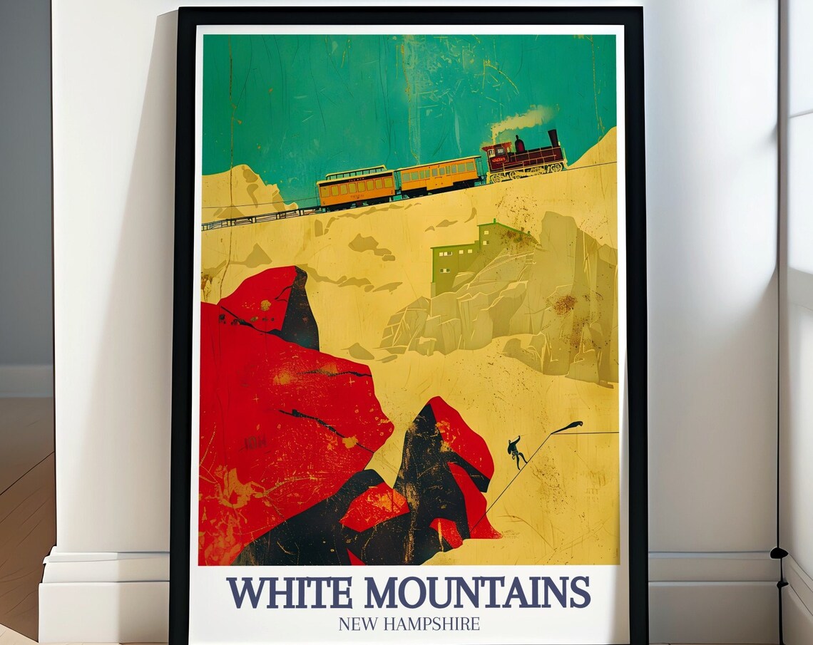 White Mountains Cog Railway Mount Washington Vintage Ride Poster