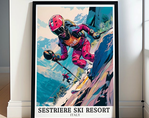 Sestriere Ski Resort Art Prints Sestriere Borgata Wall Art Vialattea Ski Area Travel Posters Italian Alps Wall Art