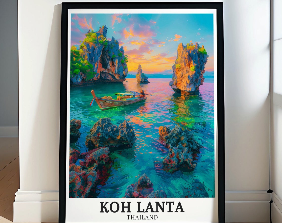 Koh Lanta Travel Print Mu Ko Lanta Art Mu Ko Lanta National Park Koh Lanta Travel Poster Thailand Travel Gift And Wall Decor