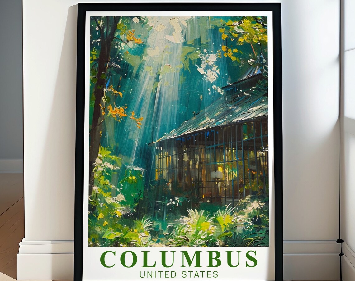 Columbus Conservatory Glasshouse Garden Sunlight Travel Poster