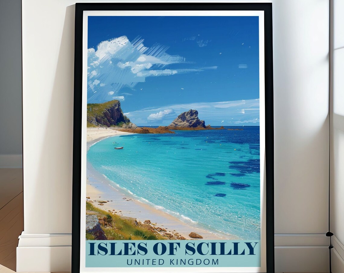 Isles of Scilly Turquoise Bay White Sand Sunny Beach Cove Poster