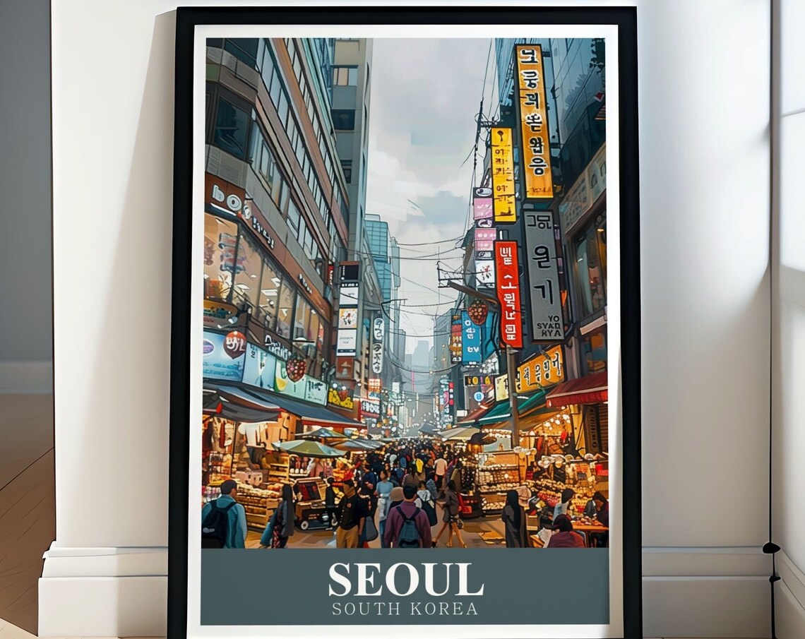 Seoul Myeongdong Shopping Street Travel Poster