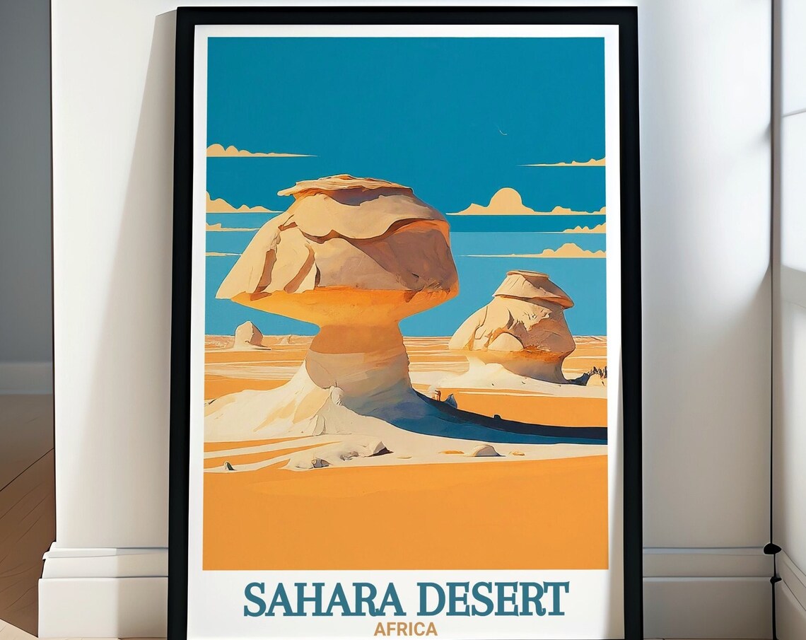White Desert Mushroom Rock Formations Sahara Africa Art Poster