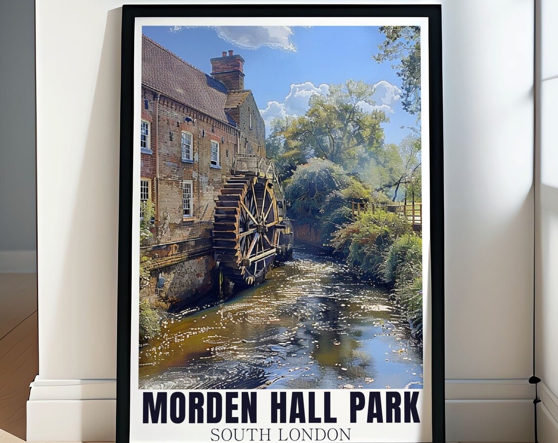 Morden Hall Park Historic Water Mill Brick Building Stream Poster