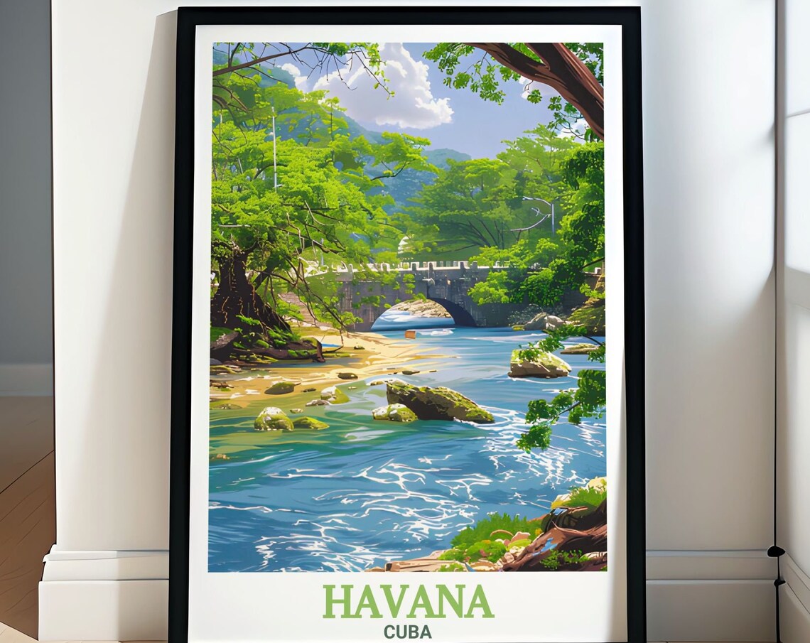 Havana Cuba Almendares River Historic Stone Bridge Art Classic Poster