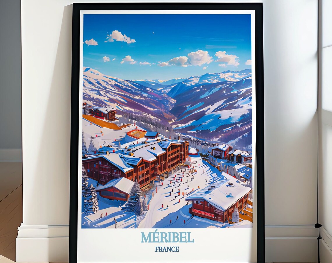 Meribel France Ski Resort Snowy Alpine Village Slopes Poster