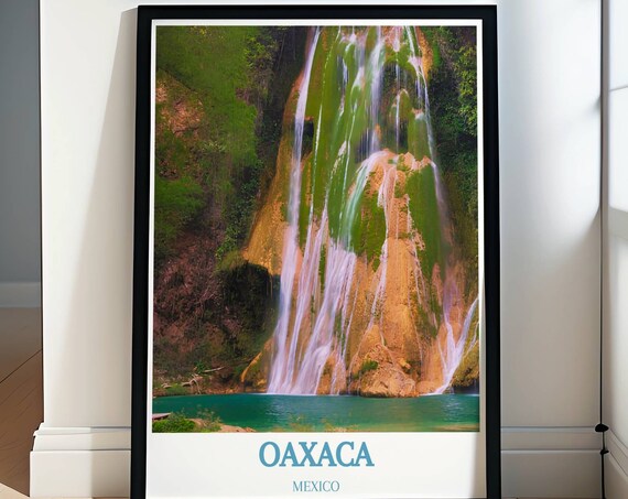 Oaxaca Mexico Hierve El Agua Waterfall Mossy Cliff Face Poster