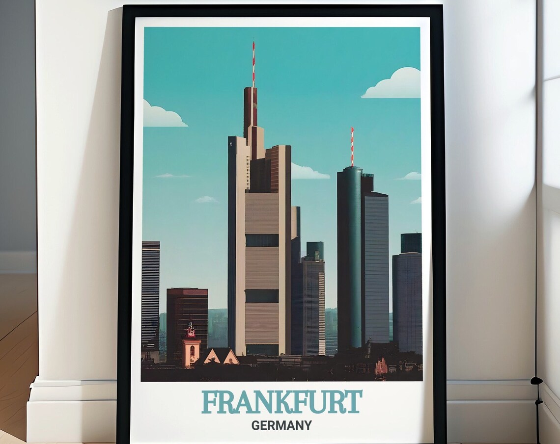 Frankfurt Main Tower Skyline Skyscrapers Germany Travel Poster