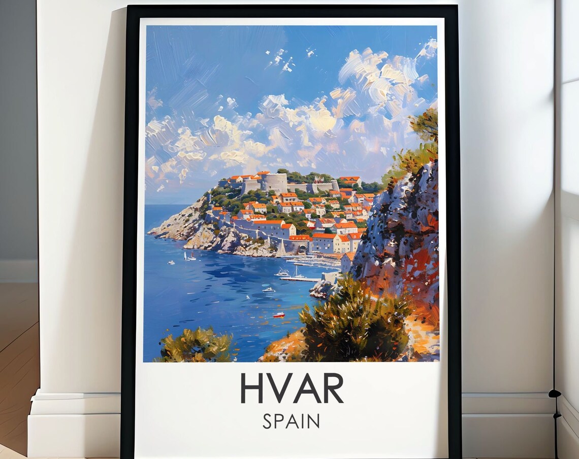 Hvar Fortress Old Town Over the Croatian Adriatic Sea Poster