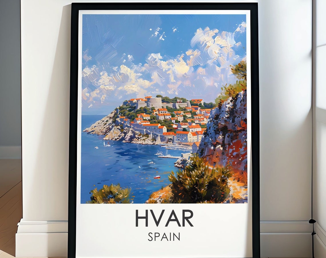 Hvar Fortress Travel Posters Scenic Croatian Art Collection Hvar Travel Gifts Unique Croatian Island Art For All Occasions