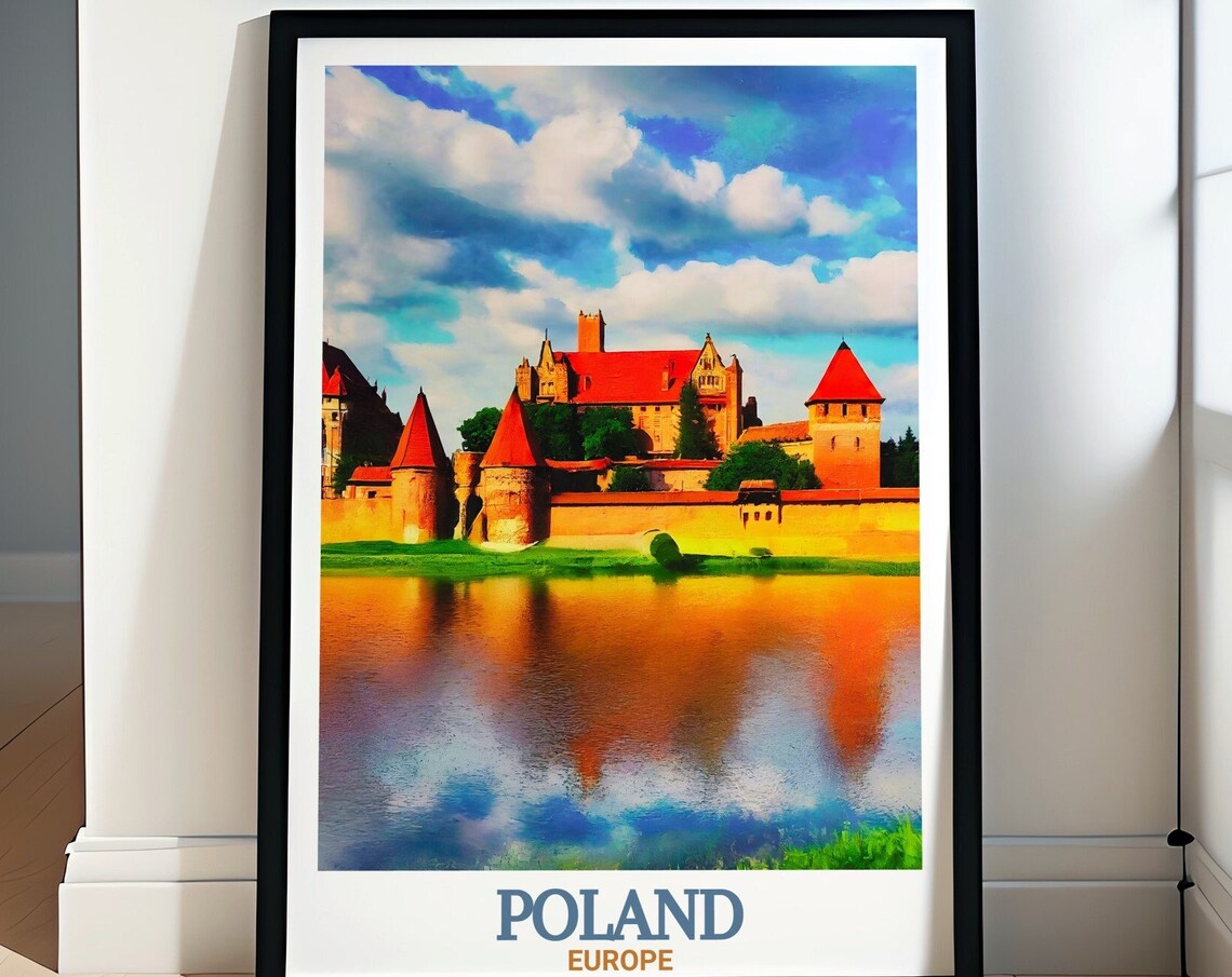 Malbork Castle Poland Red Brick Fortress Reflected in the Moat Poster