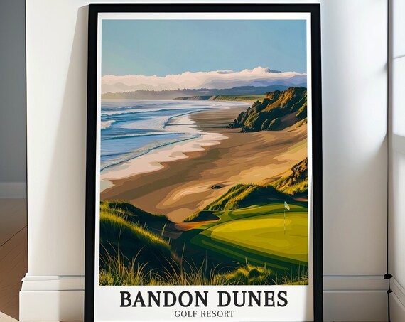 Bandon Dunes Golf Resort Travel Poster Bandon Dunes Pacific Ocean Golf Artwork For Home Decor Bandon Dunes Golf Resort Decor