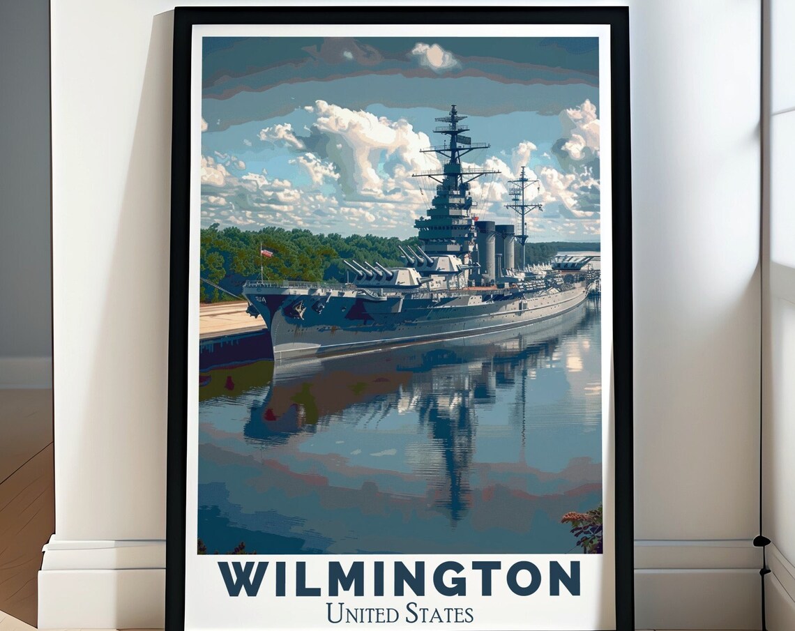Battleship North Carolina Wilmington Harbor Ship Memorial Poster