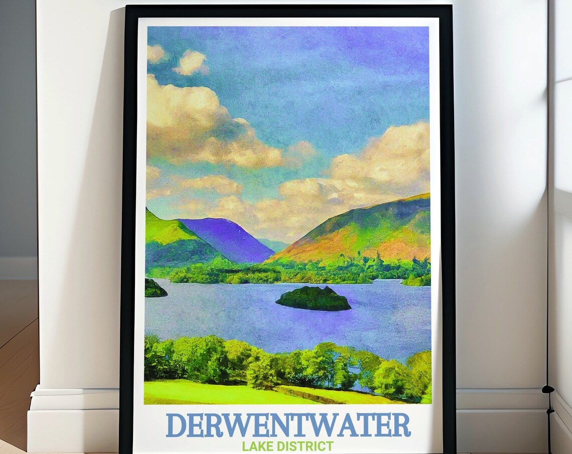 Derwentwater Lake District Lake Islands Fells Scenic View Poster