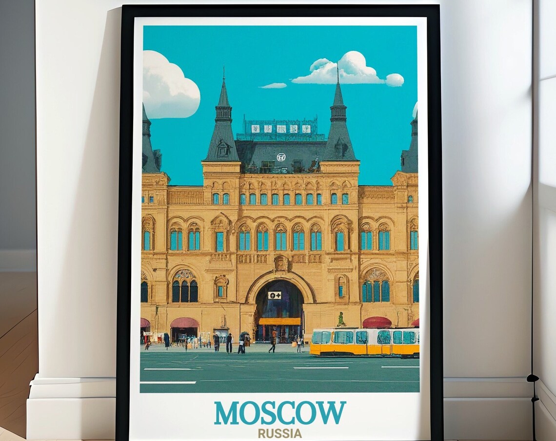 Moscow Russia GUM Department Store Red Square Facade Travel Poster