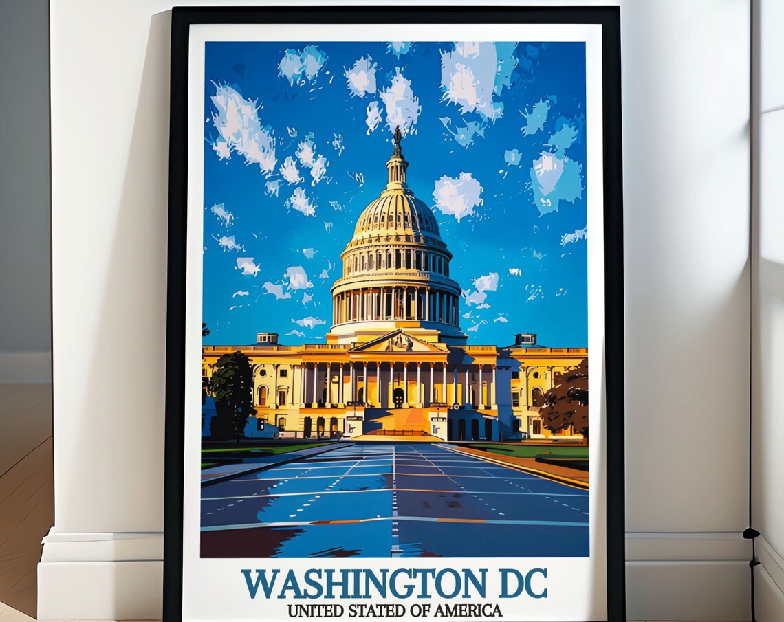 US Capitol Dome on the National Mall Washington DC Travel Poster