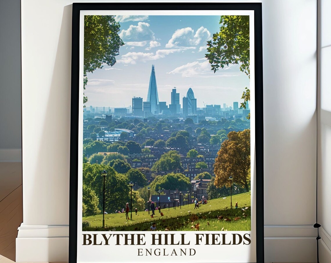Blythe Hill Fields London Skyline Panoramic Shard Viewpoint Poster