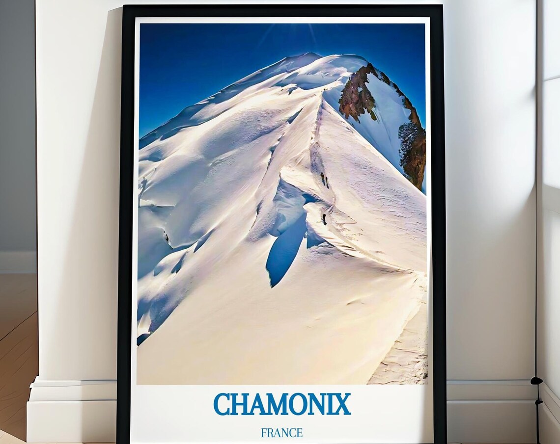 Chamonix France Mont Blanc Summit Ridge Climbers Snow Travel Poster