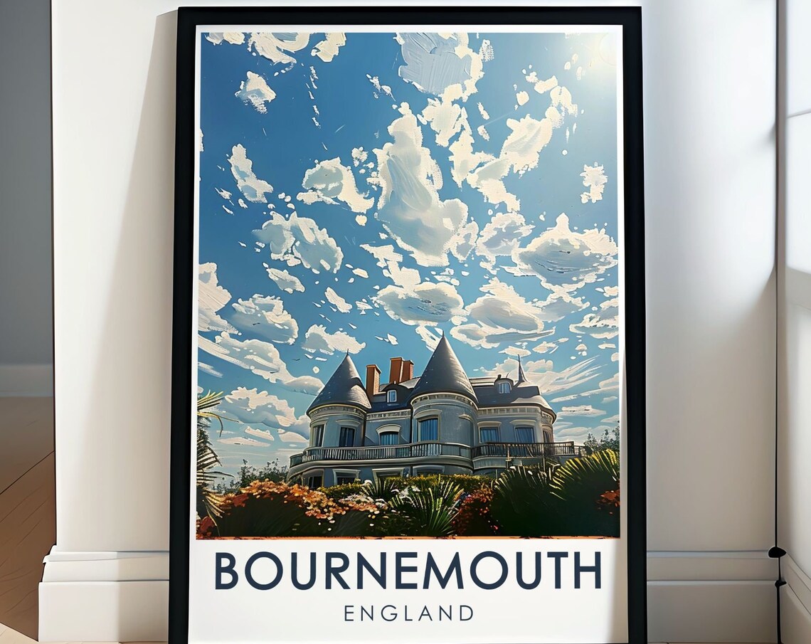 Bournemouth England Russell Cotes Seaside Museum Garden Travel Poster