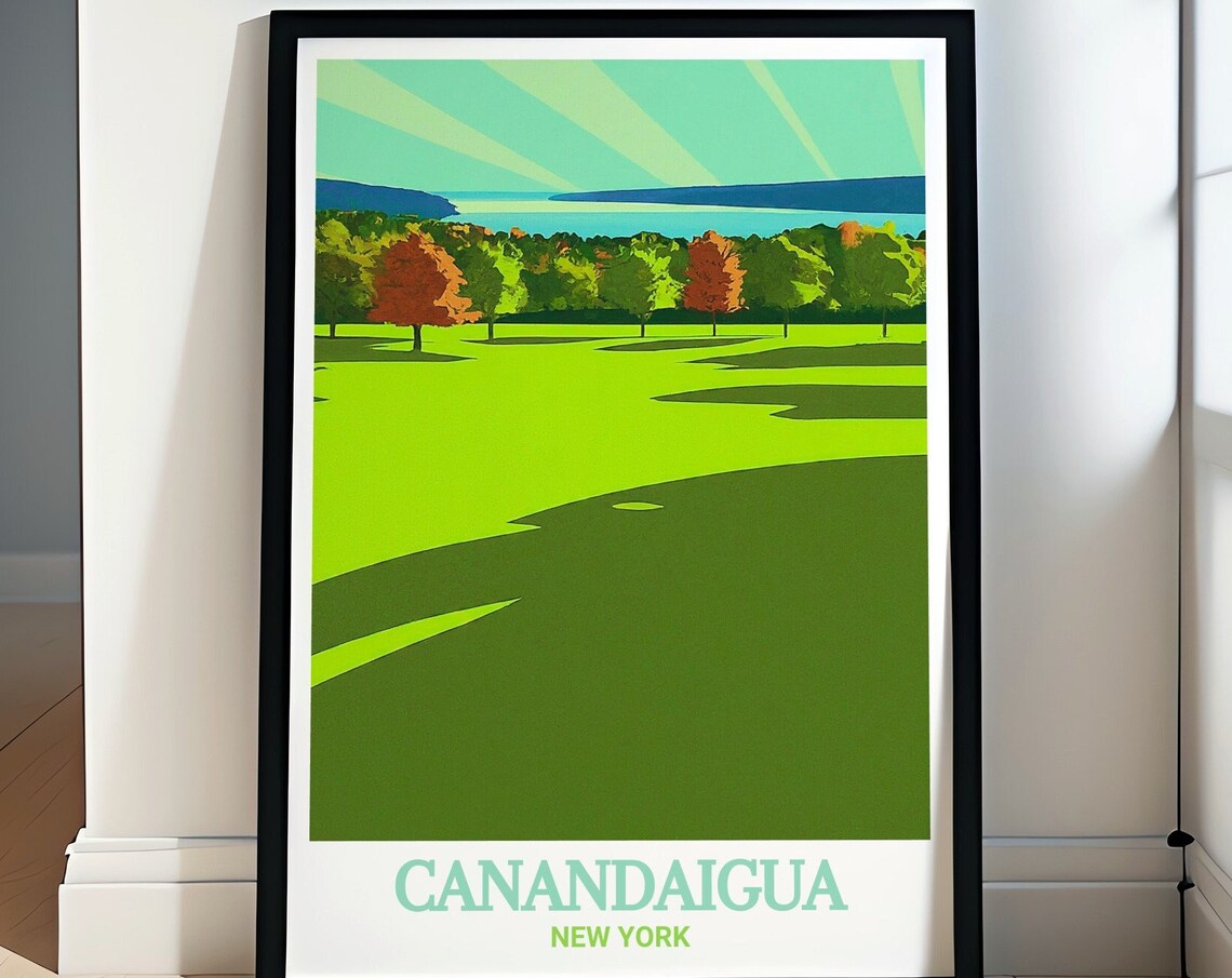 Canandaigua New York Autumn Park Lawns Lakeside Scenic Poster