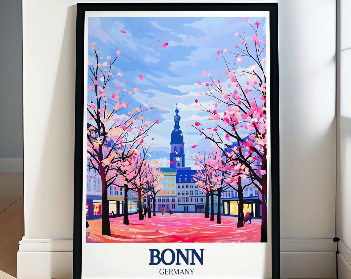 Bonn Cherry Blossom Poster Germany Old Town Spring Street Art