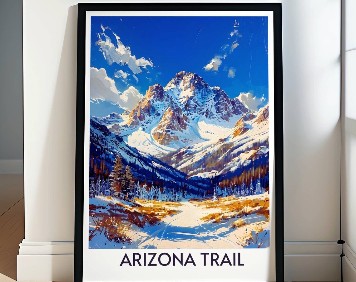 Arizona Trail Snowy Mountain Peak Winter Wilderness View Poster