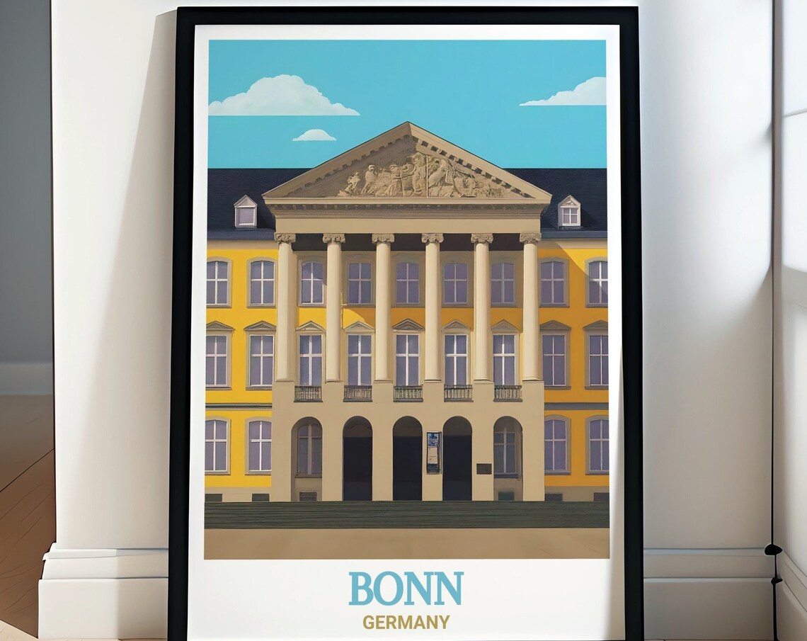 Bonn Germany University Main Building Landmark Travel Poster
