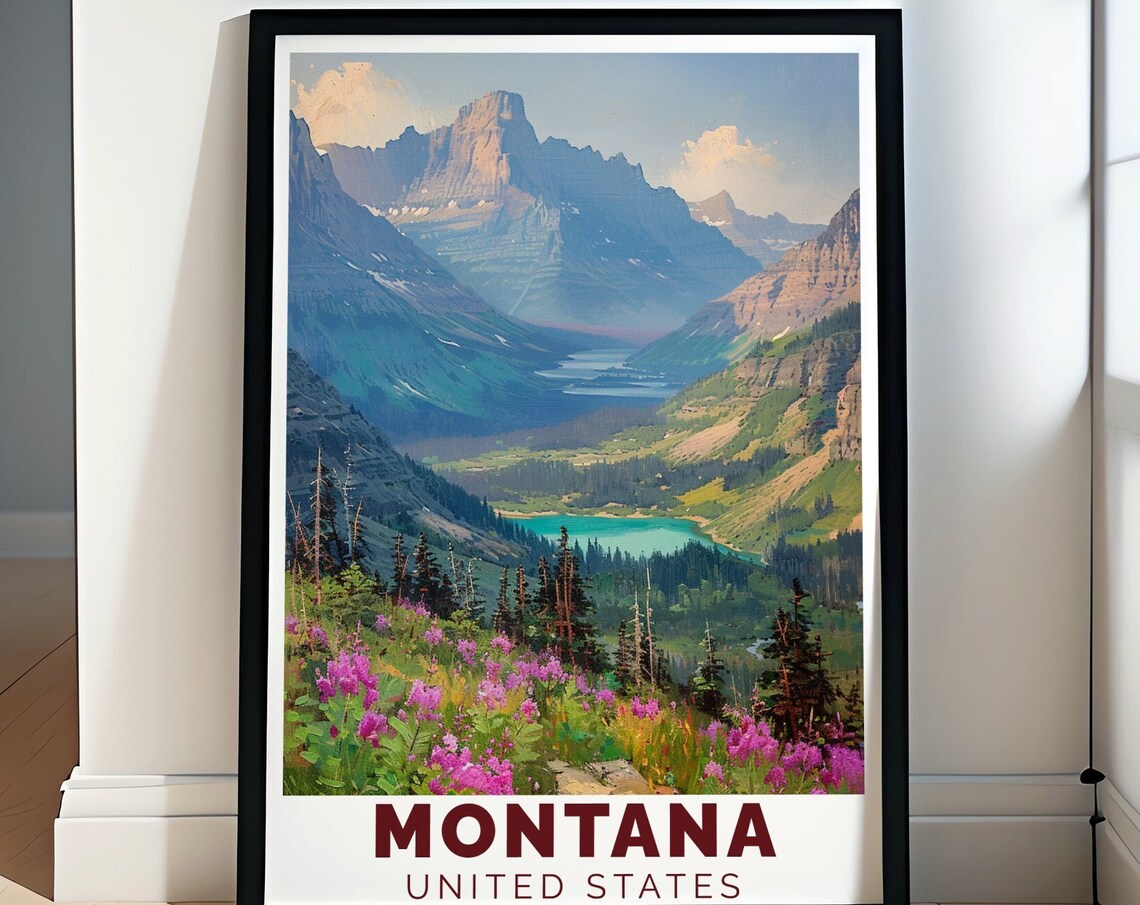 Montana Glacier National Park Travel Poster Print