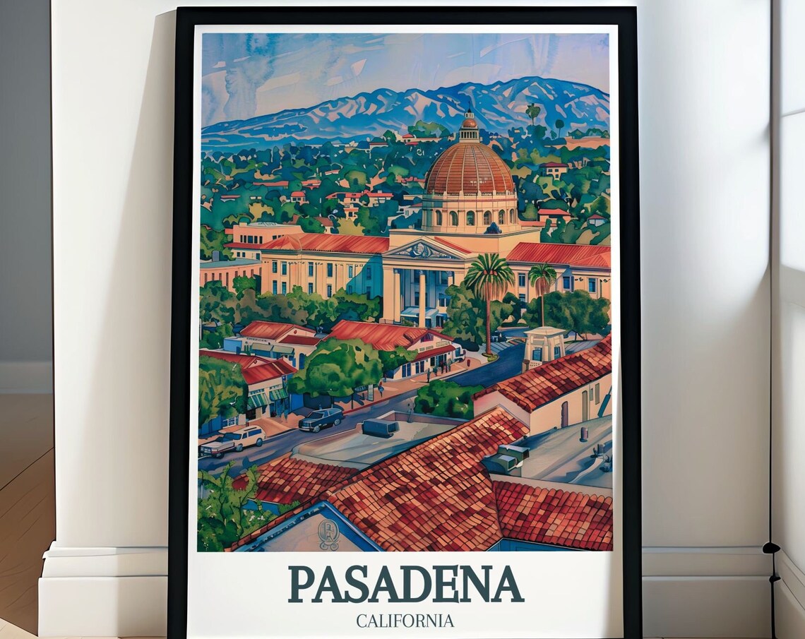 Pasadena City Hall Dome San Gabriel Mountains California Poster