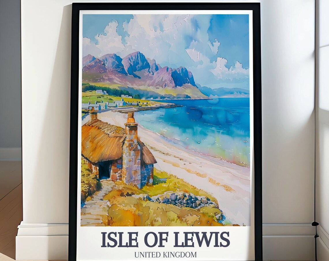 Isle Of Lewis Blackhouse Cottage On Sandy Hebrides Beach Poster