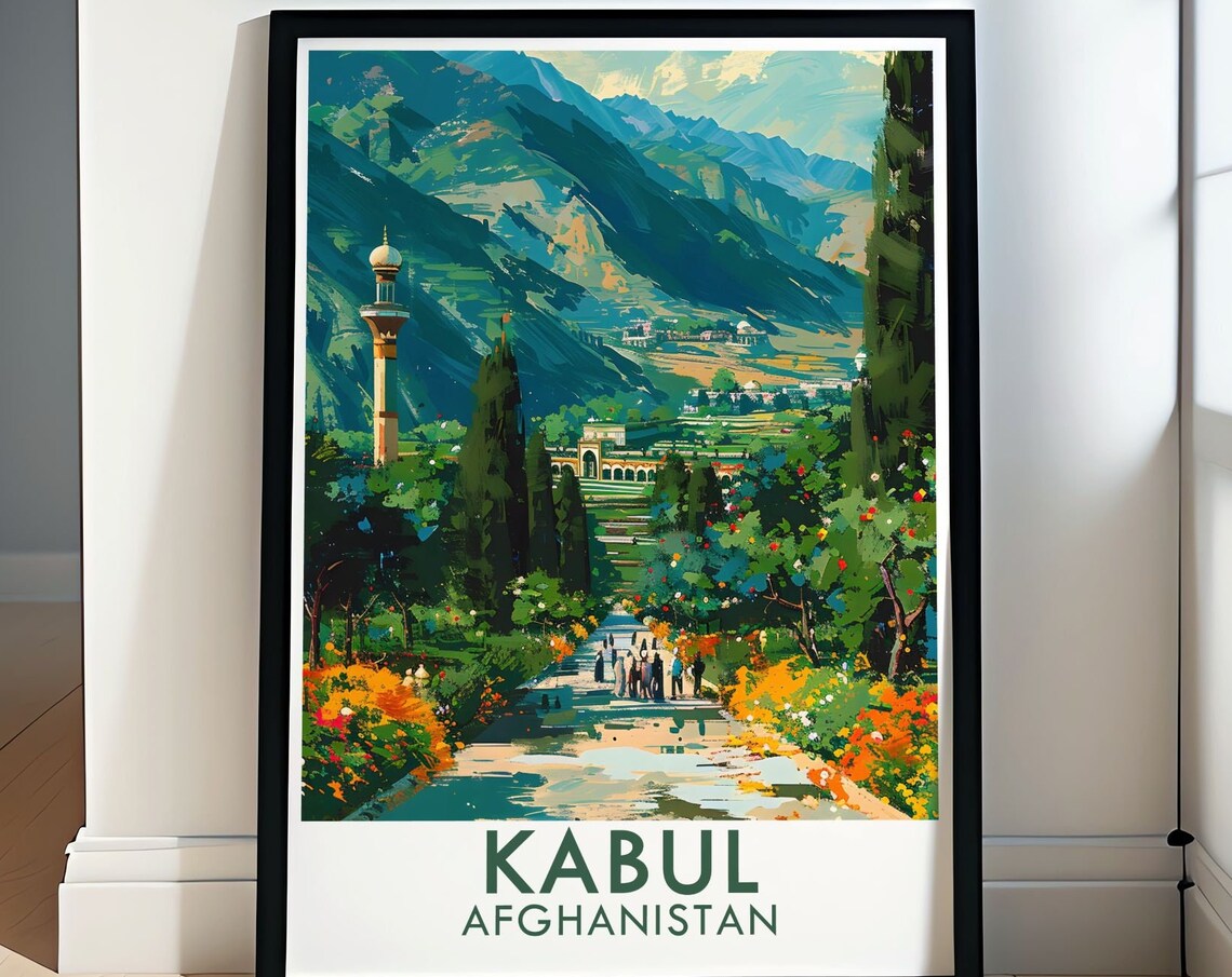 Lush Kabul Afghanistan Babur Garden Historic Oasis Travel Poster
