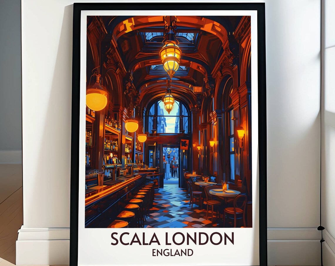 Scala London Kings Cross Warm Candlelit Bar Interior Artwork Poster