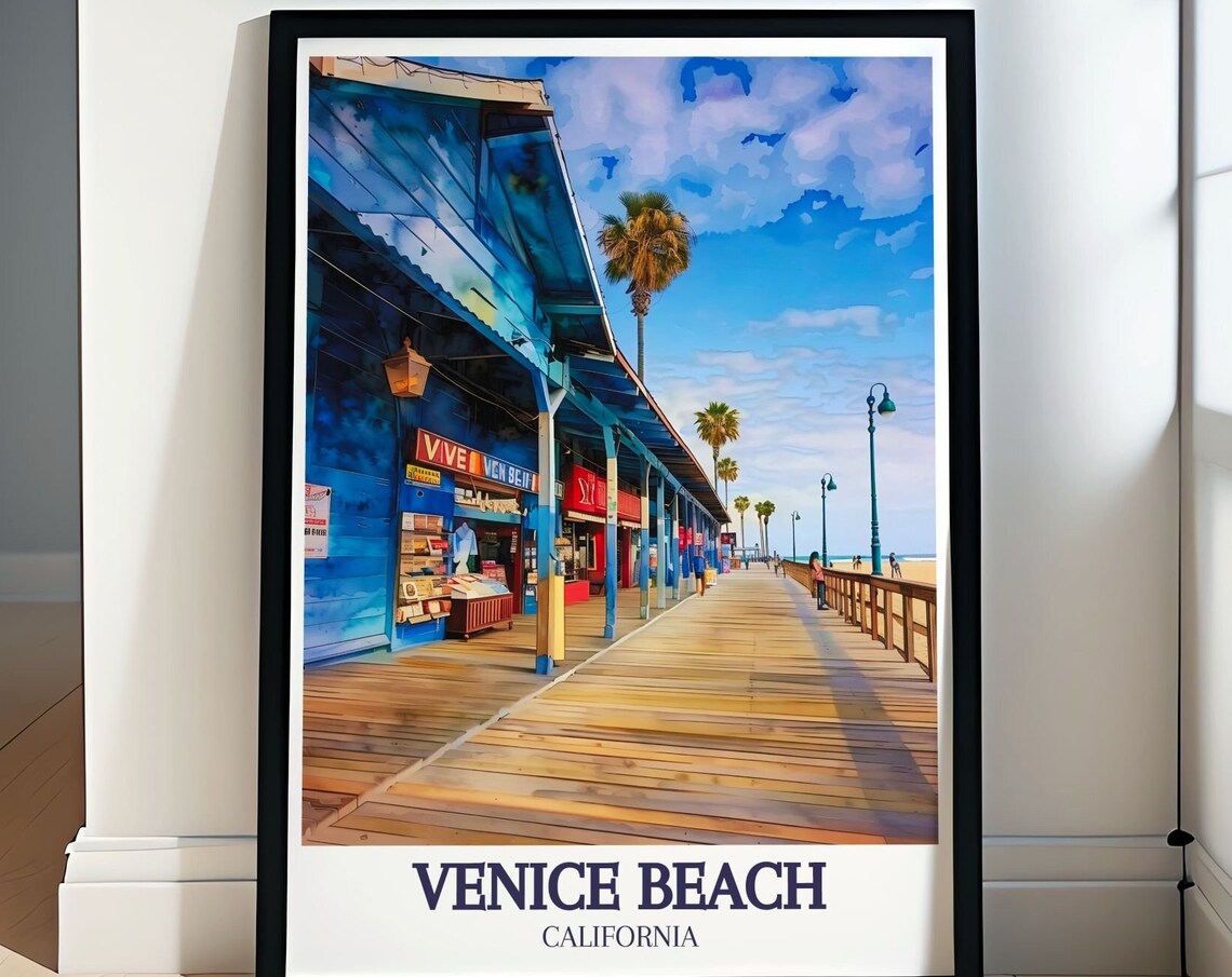 Venice Beach California Boardwalk Shops Street Scene Art Poster