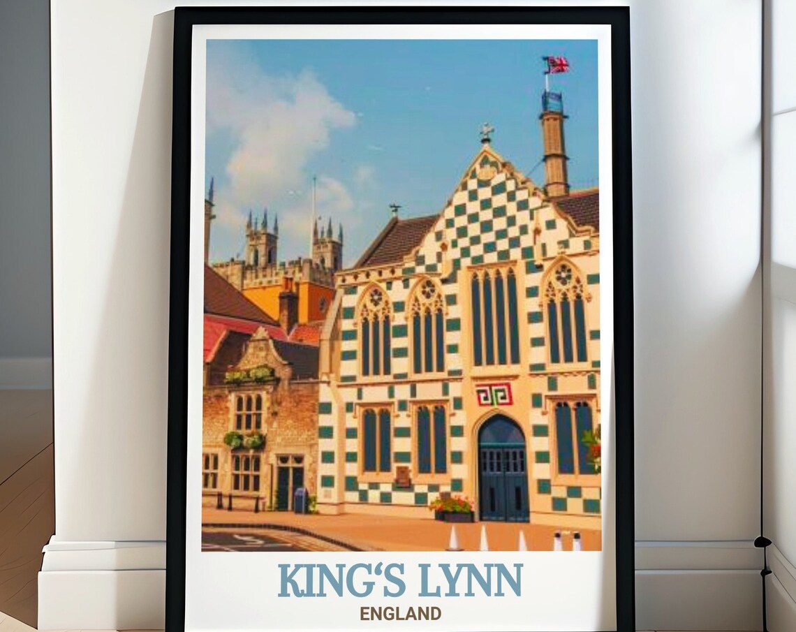 King's Lynn England Town Hall Checkered Building Travel Poster