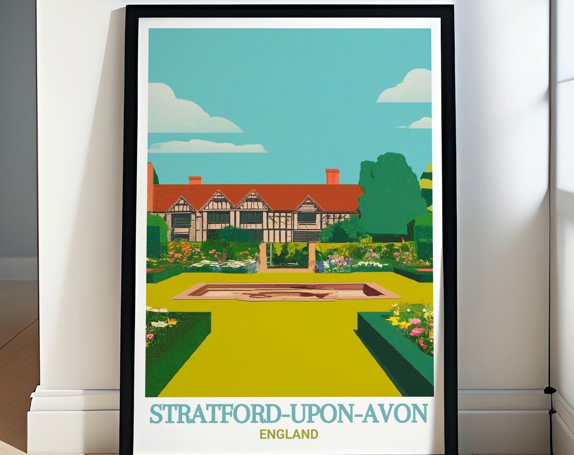 Stratford Upon Avon Halls Croft Garden Historic House Travel Poster